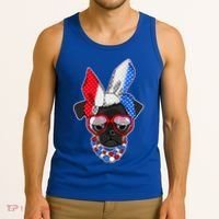 Red White And Blue Hipster Pug Tank Top thumb 3
