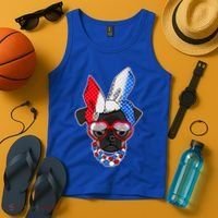 Red White And Blue Hipster Pug Tank Top thumb 4