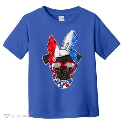 Red White And Blue Hipster Pug Toddler T-Shirt