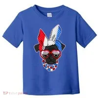 Red White And Blue Hipster Pug Toddler T-Shirt thumb 0