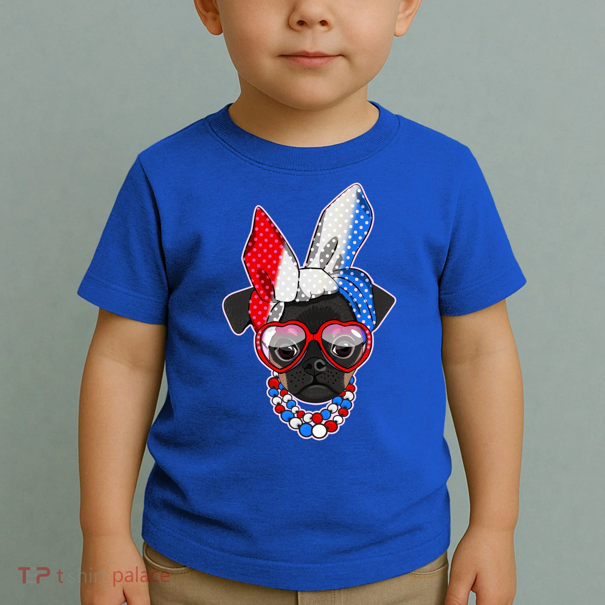 Red White And Blue Hipster Pug Toddler T-Shirt
