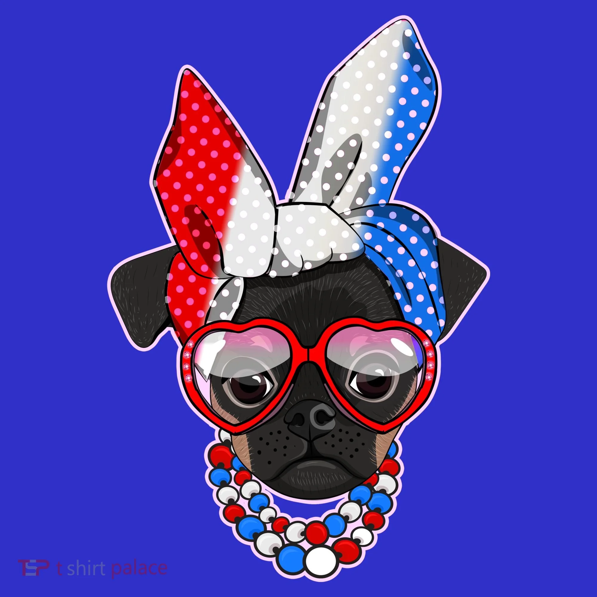 Red White And Blue Hipster Pug Toddler T-Shirt