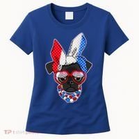 Red White And Blue Hipster Pug Women's T-Shirt thumb 0