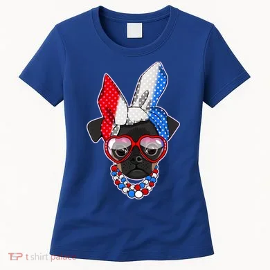 Red White And Blue Hipster Pug Women's T-Shirt