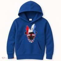 Red White And Blue Hipster Pug Kids Hoodie thumb 0