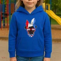 Red White And Blue Hipster Pug Kids Hoodie thumb 3