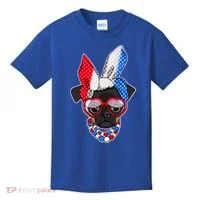 Red White And Blue Hipster Pug Kids T-Shirt thumb 0