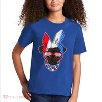 Red White And Blue Hipster Pug Kids T-Shirt thumb 2