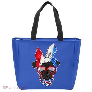 Red White And Blue Hipster Pug Tote Bag