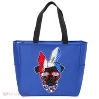 Red White And Blue Hipster Pug Tote Bag thumb 0