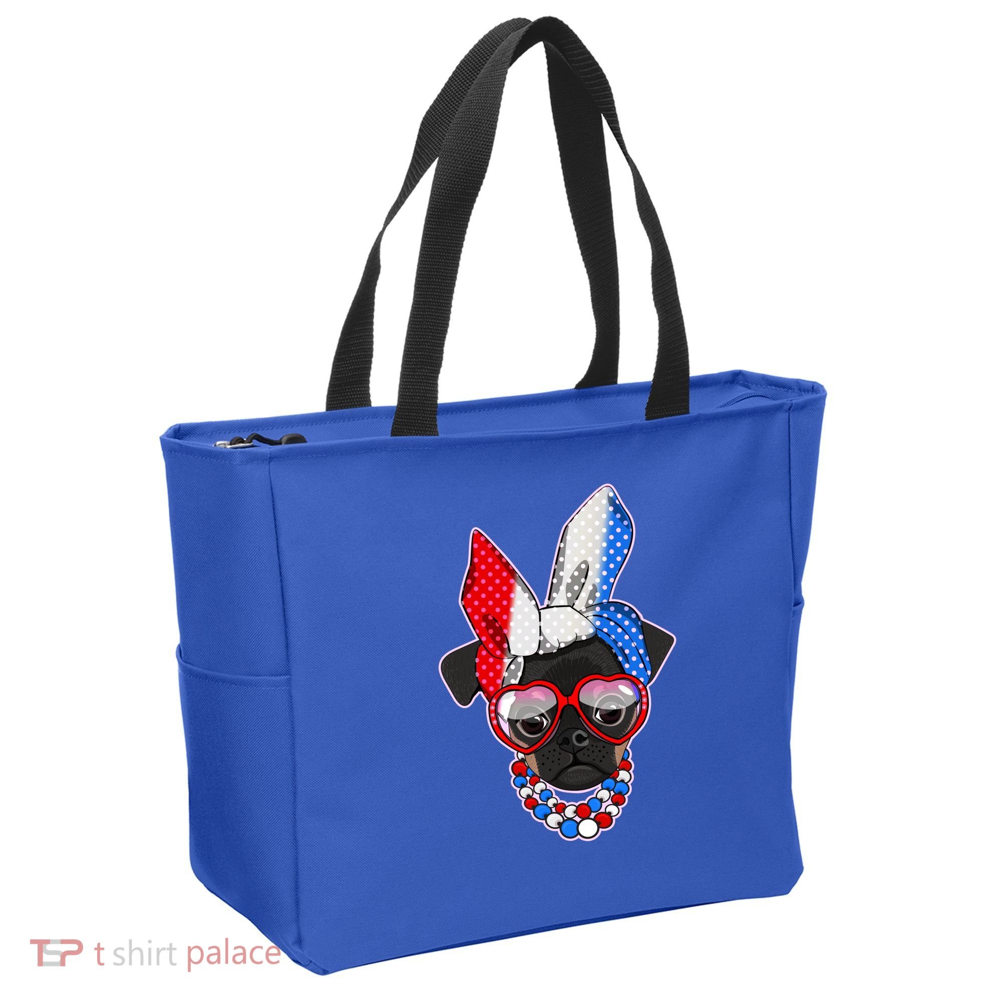 Red White And Blue Hipster Pug Tote Bag