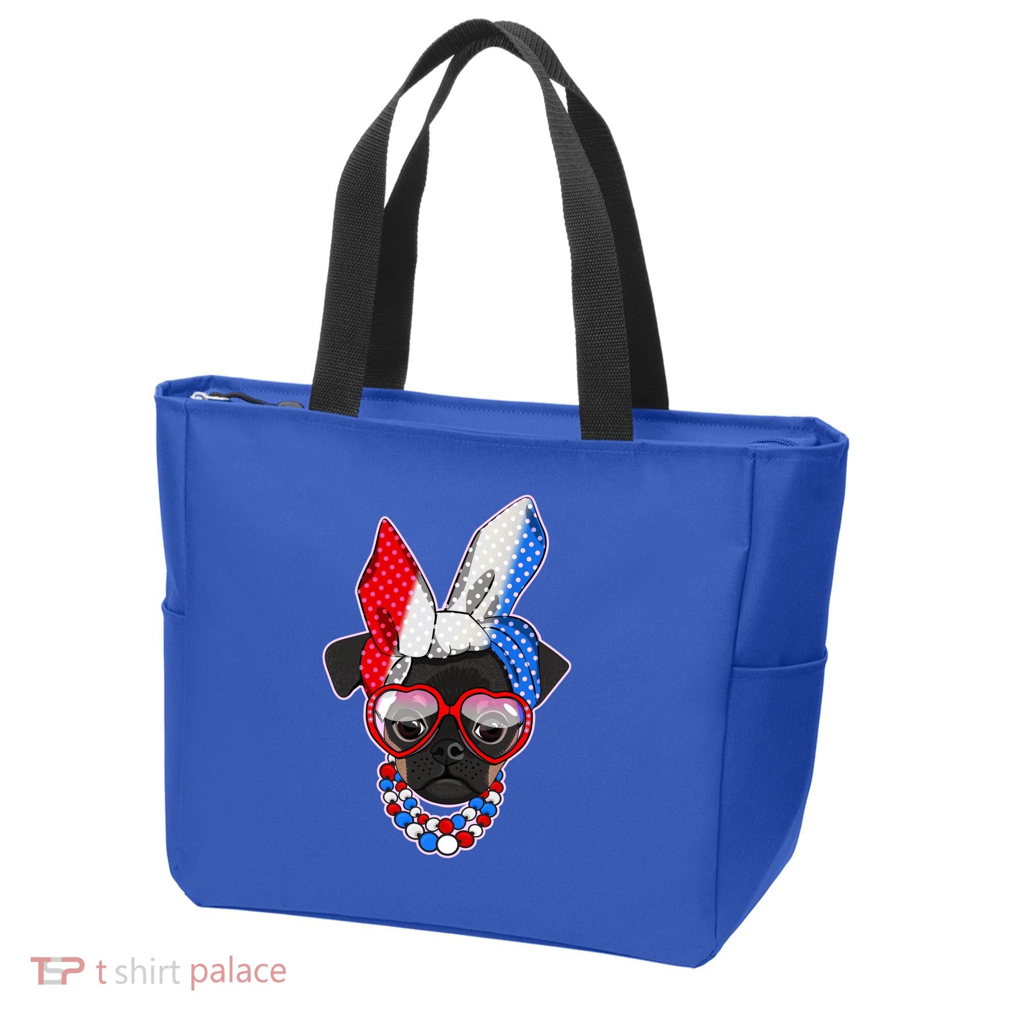 Red White And Blue Hipster Pug Tote Bag