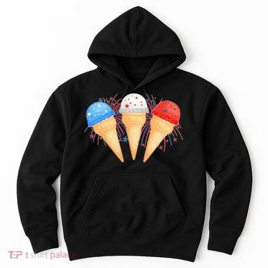 Red White and Blue USA American Ice Cream Cones Hoodie