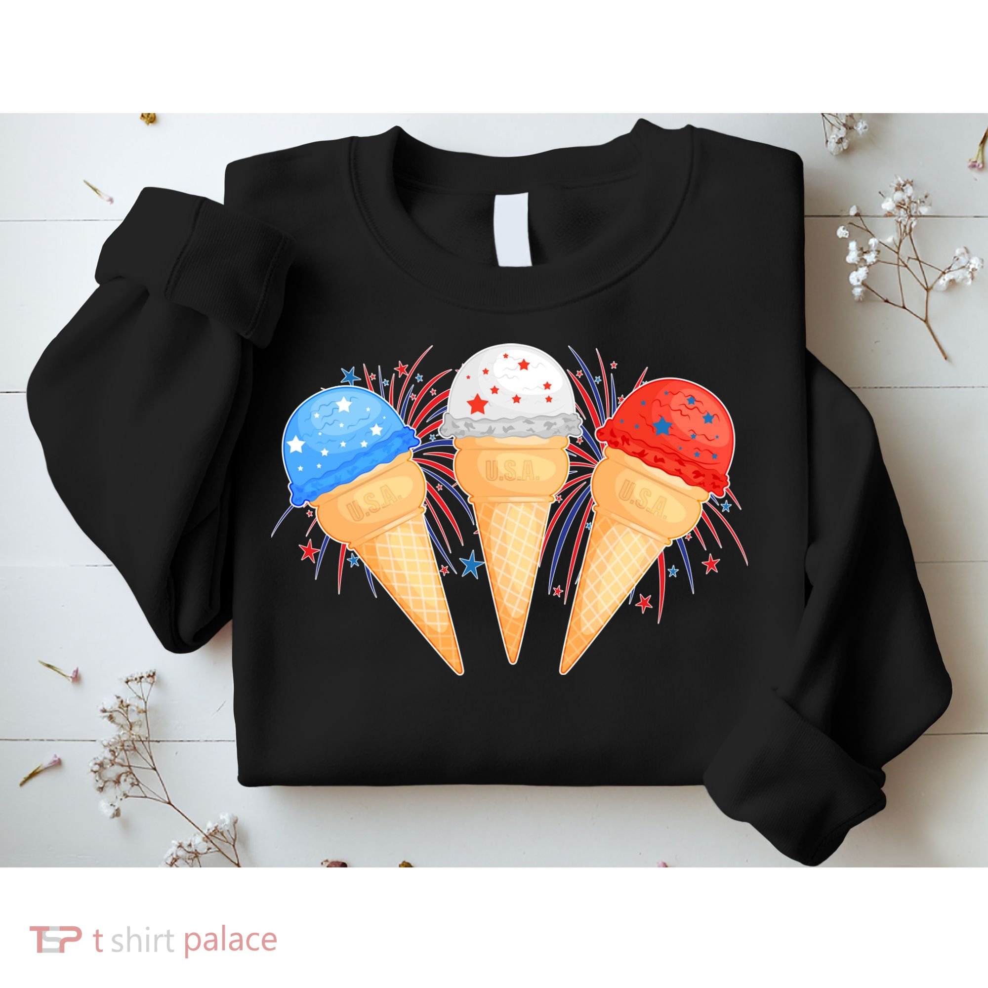 Red White and Blue USA American Ice Cream Cones Sweatshirt