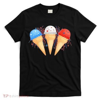 Red White and Blue USA American Ice Cream Cones T-Shirt
