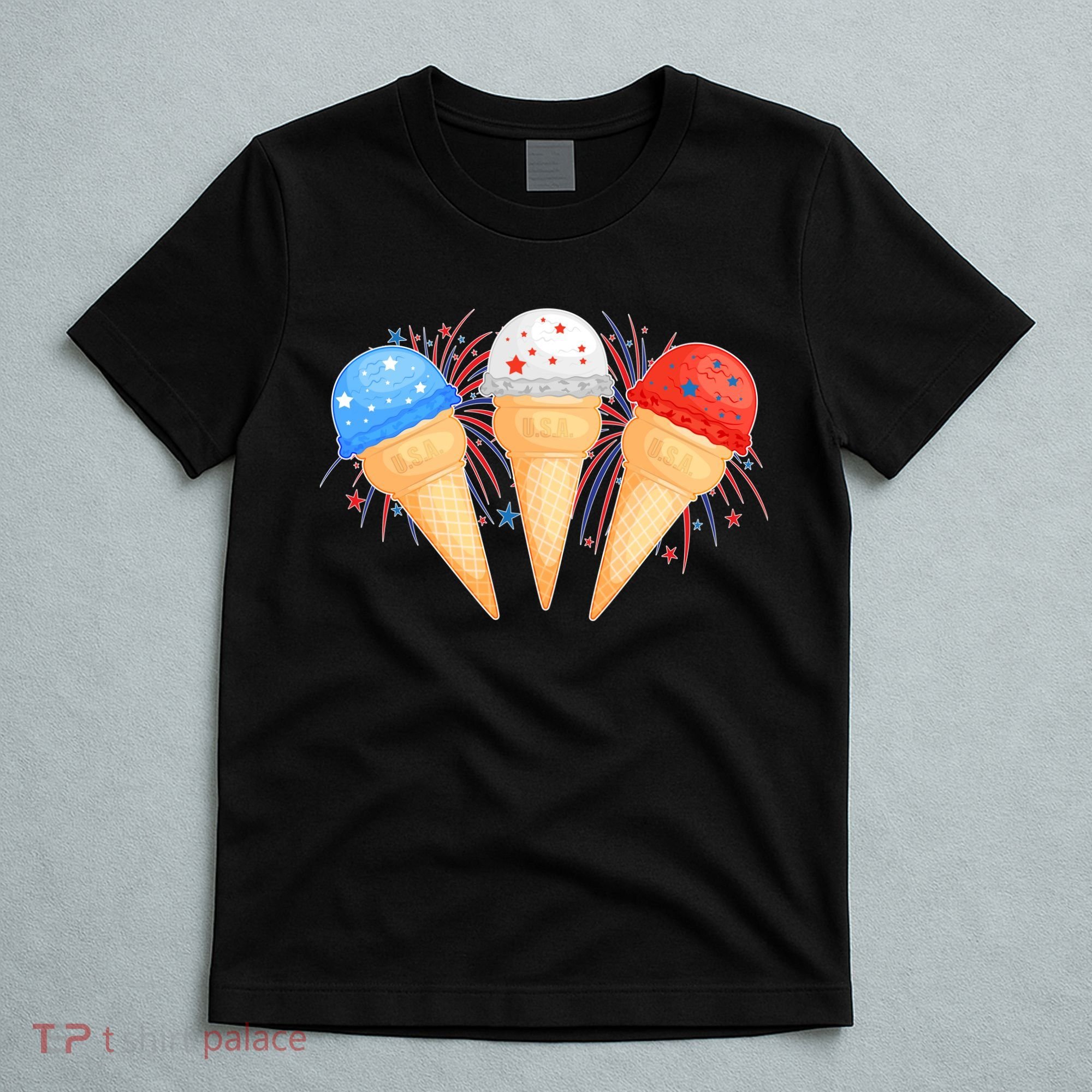 Red White and Blue USA American Ice Cream Cones T-Shirt