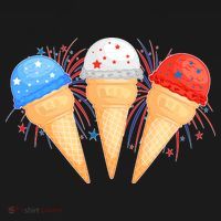 Red White and Blue USA American Ice Cream Cones T-Shirt thumb 7
