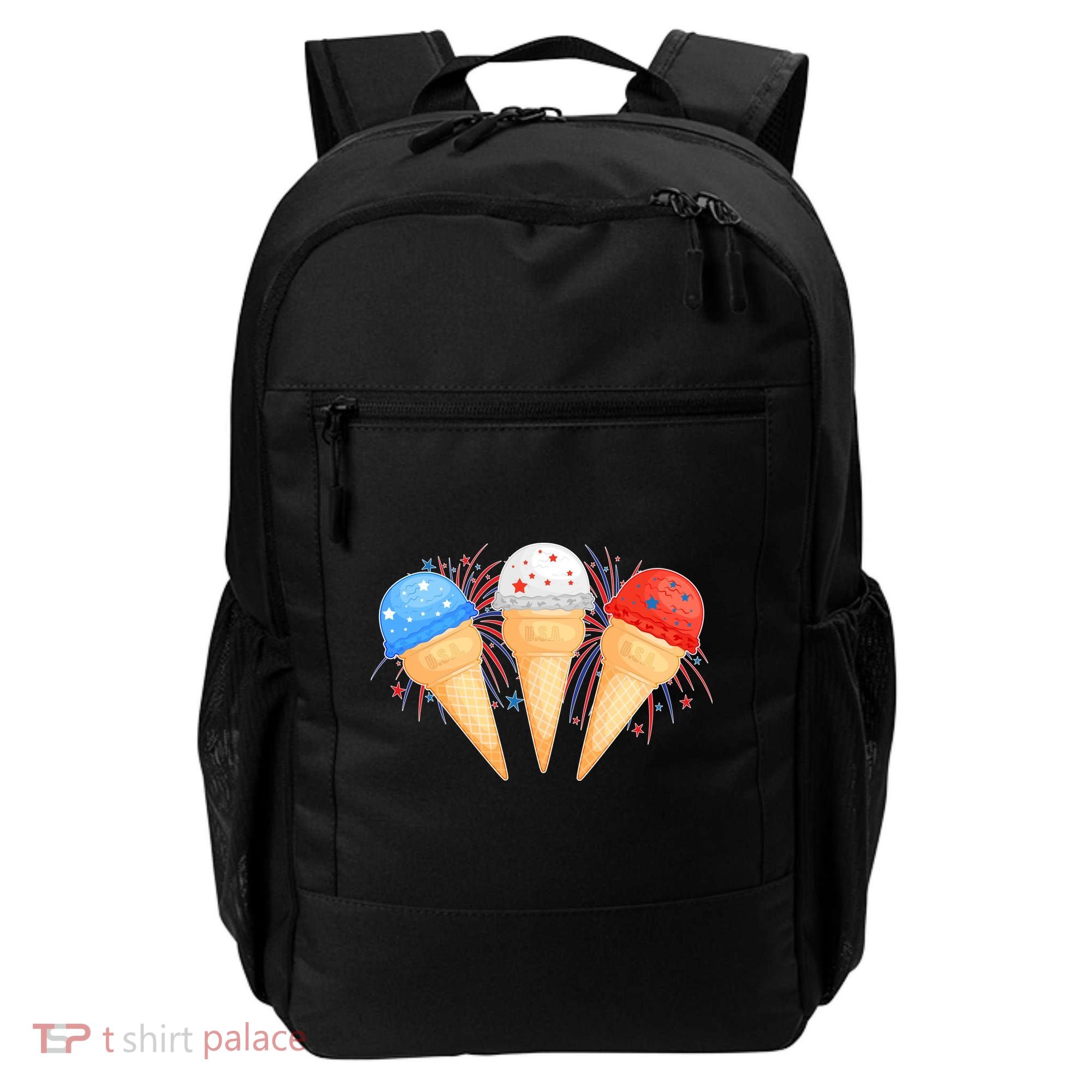 Red White and Blue USA American Ice Cream Cones Backpack