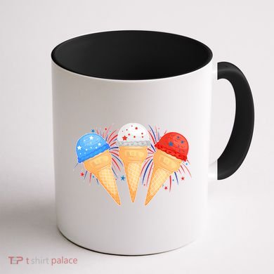 Red White and Blue USA American Ice Cream Cones Coffee Mug back