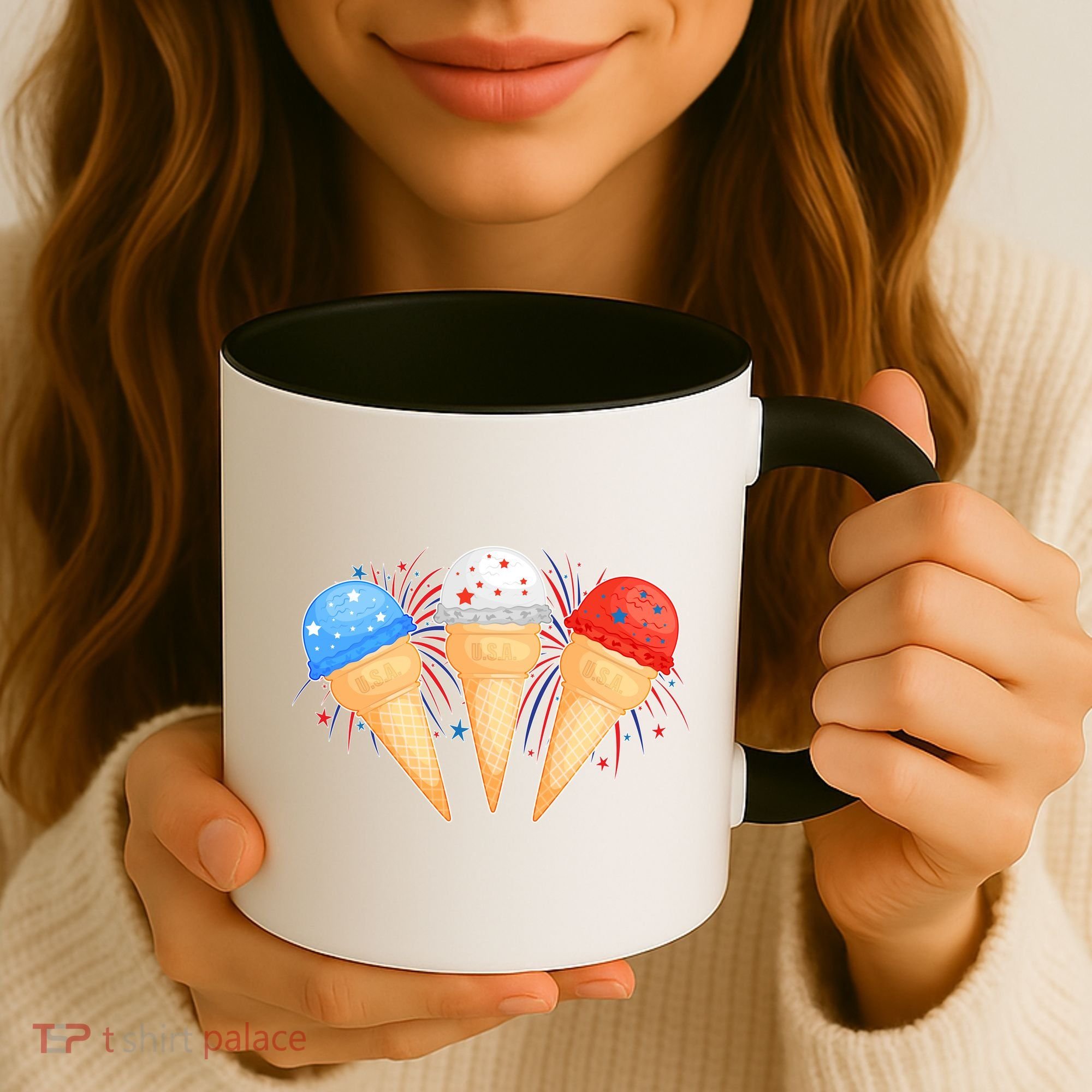 Red White and Blue USA American Ice Cream Cones Coffee Mug