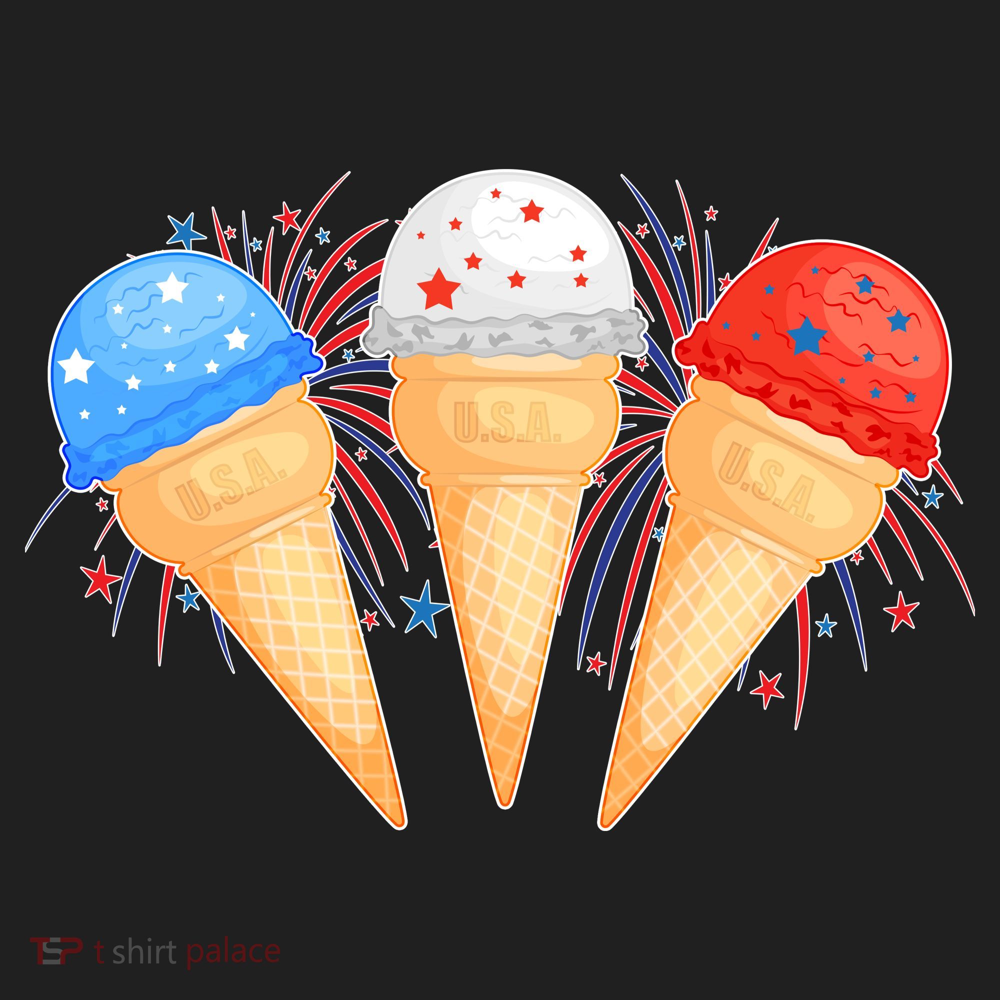 Red White and Blue USA American Ice Cream Cones Beanie