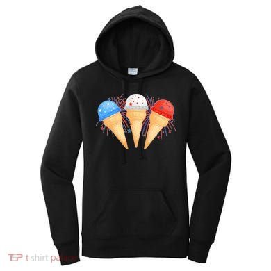 Red White and Blue USA American Ice Cream Cones Women's Hoodie
