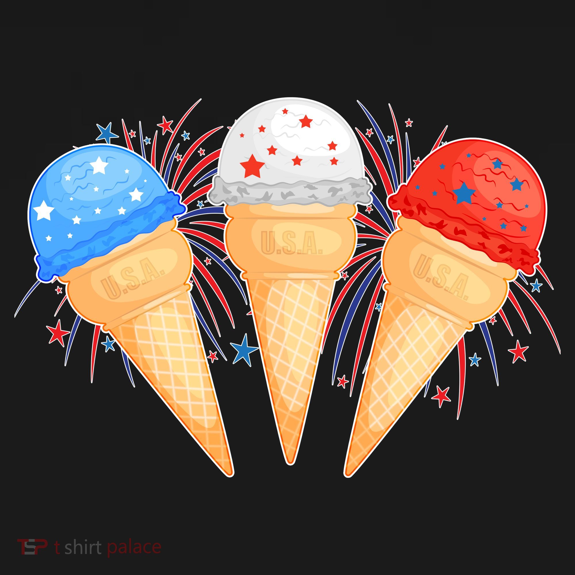 Red White and Blue USA American Ice Cream Cones Women's Hoodie