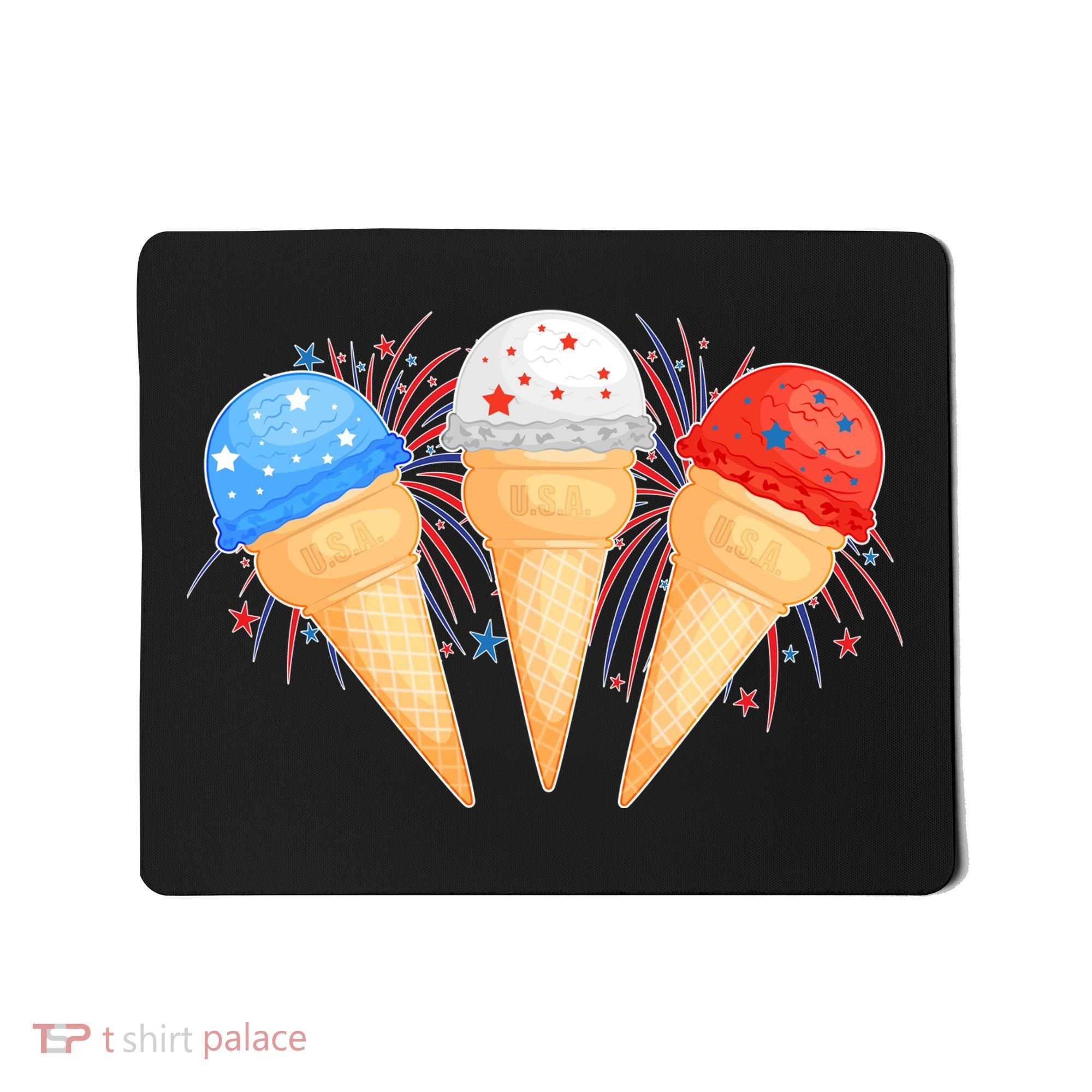 Red White and Blue USA American Ice Cream Cones Mousepad
