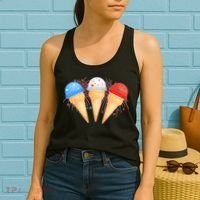 Red White and Blue USA American Ice Cream Cones Women's Tank Top thumb 2