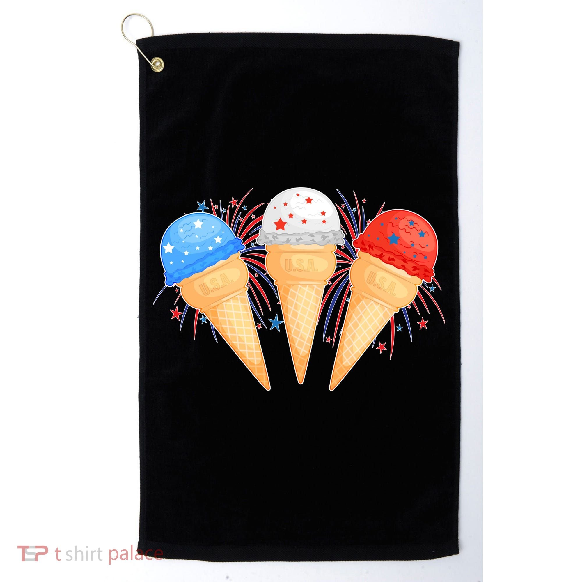 Red White and Blue USA American Ice Cream Cones Golf Towel