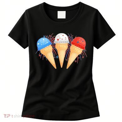 Red White and Blue USA American Ice Cream Cones Women's T-Shirt