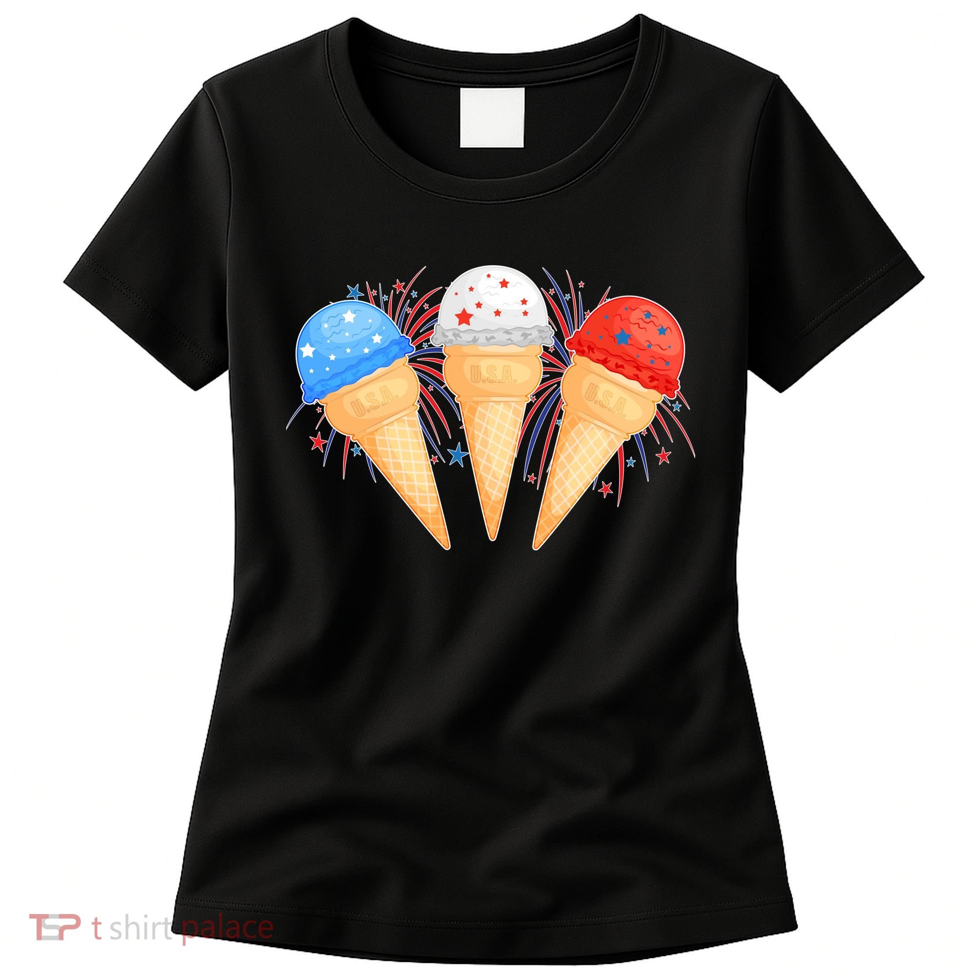 Red White and Blue USA American Ice Cream Cones Women's T-Shirt
