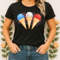 Red White and Blue USA American Ice Cream Cones Women's T-Shirt thumb 2