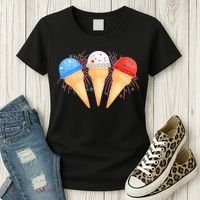 Red White and Blue USA American Ice Cream Cones Women's T-Shirt thumb 3