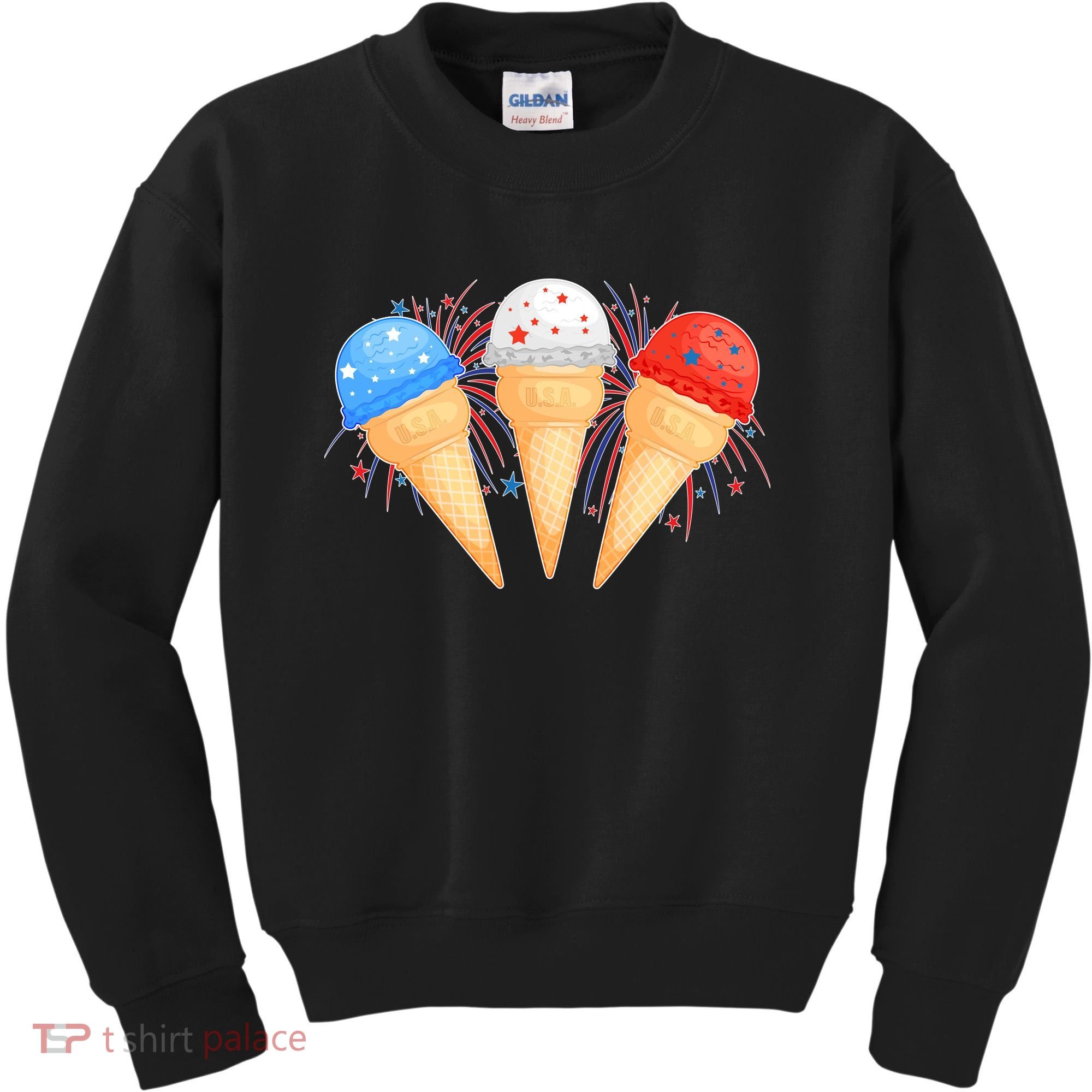 Red White and Blue USA American Ice Cream Cones Kids Sweatshirt