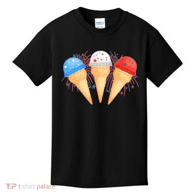 Red White and Blue USA American Ice Cream Cones Kids T-Shirt
