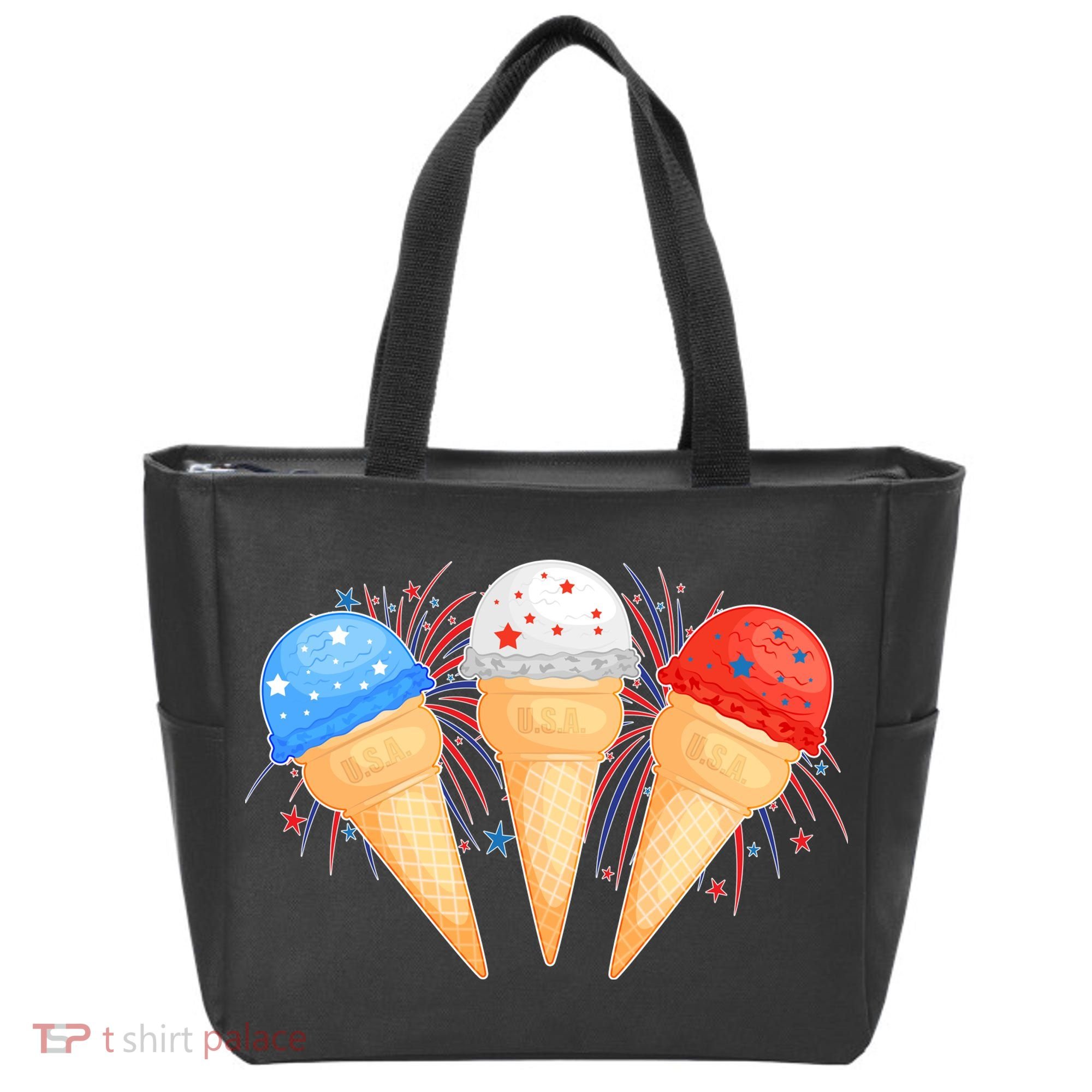 Red White and Blue USA American Ice Cream Cones Tote Bag