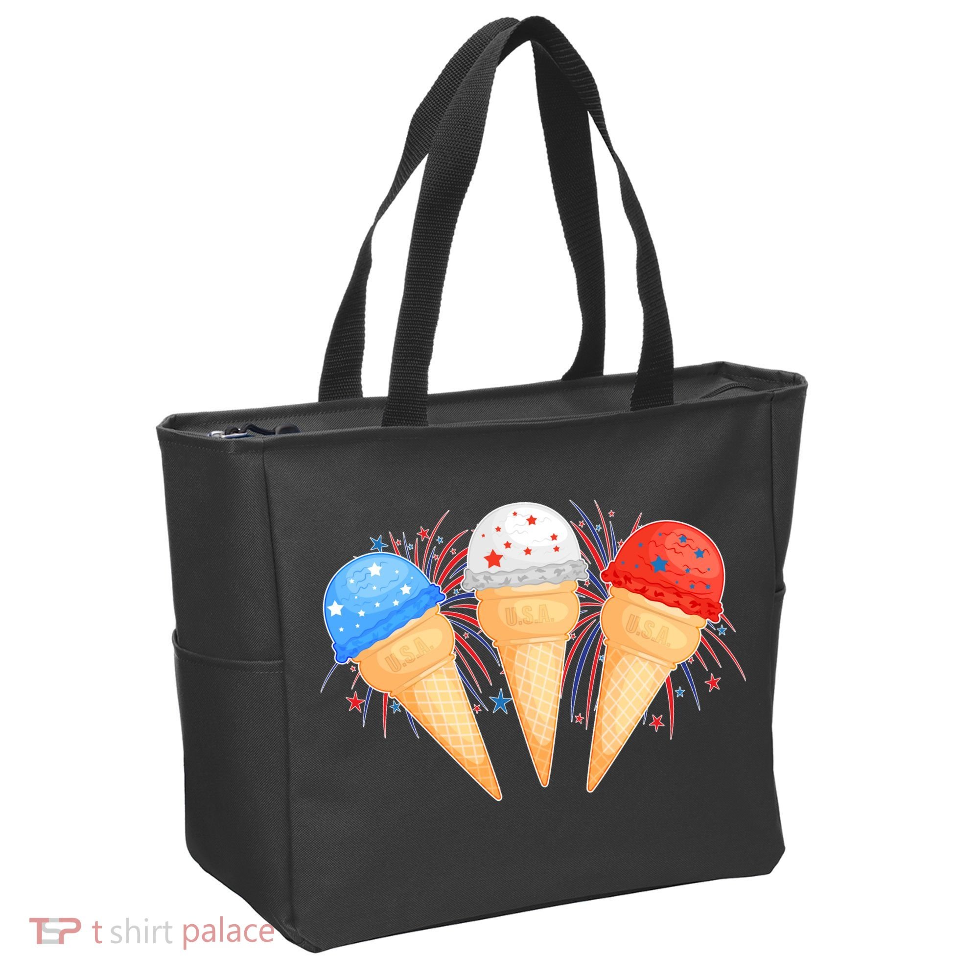 Red White and Blue USA American Ice Cream Cones Tote Bag