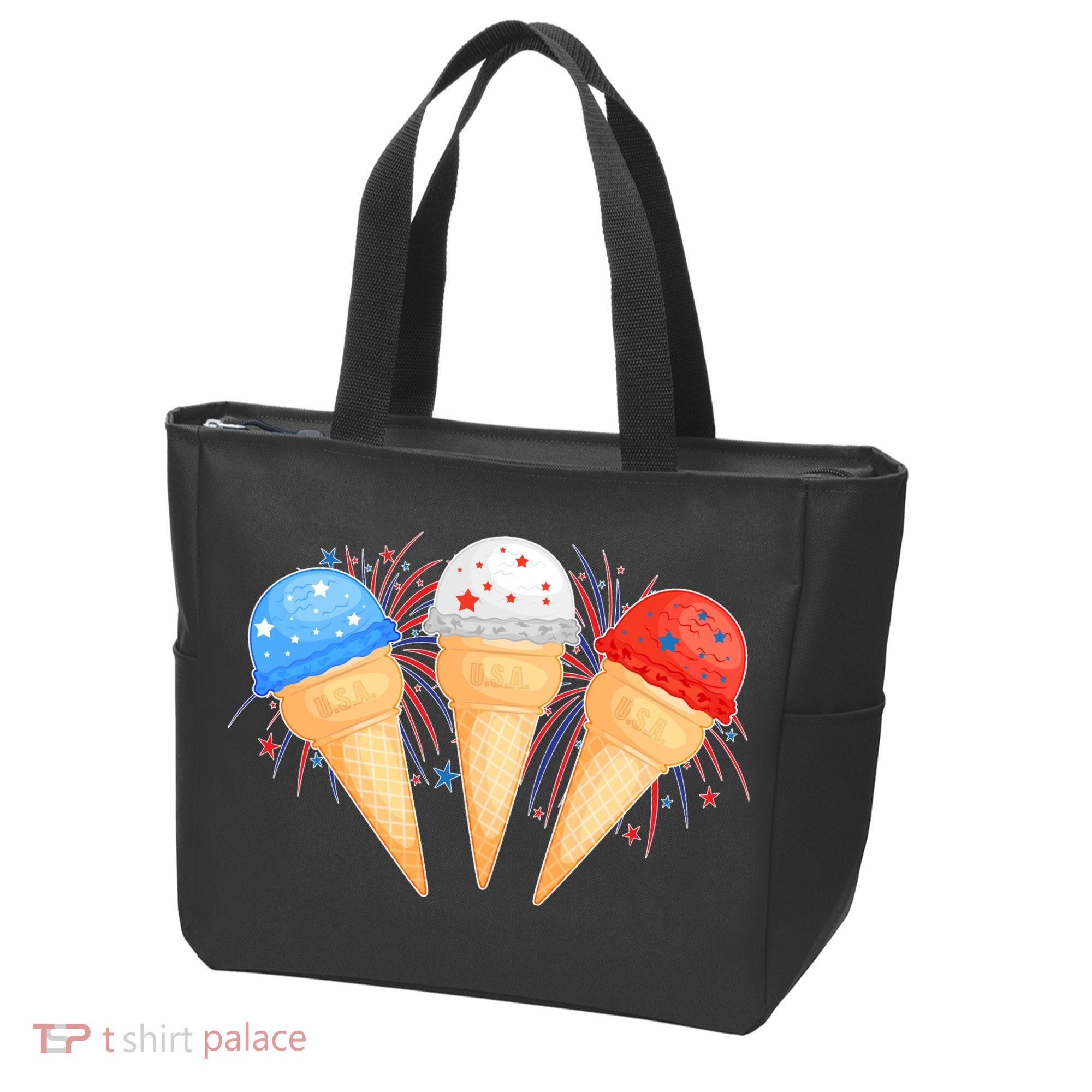 Red White and Blue USA American Ice Cream Cones Tote Bag