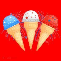 Red White and Blue USA American Ice Cream Cones Santa Hat thumb 1