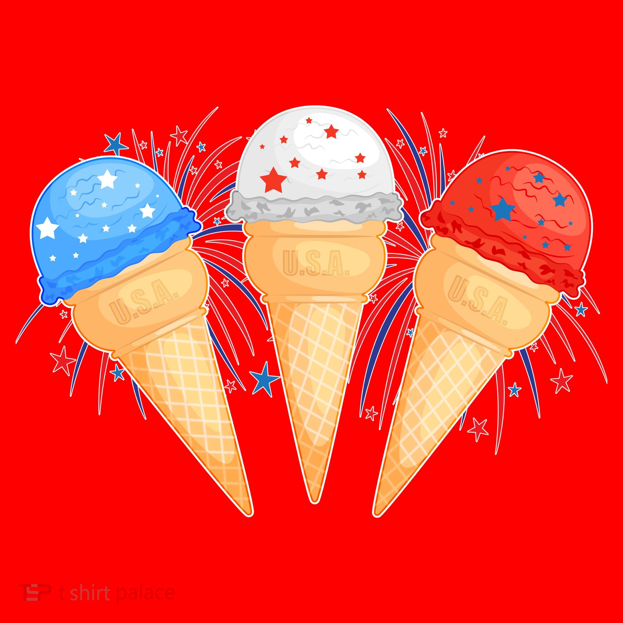 Red White and Blue USA American Ice Cream Cones Santa Hat