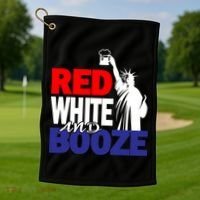 Red White and Booze USA Beer Golf Towel thumb 1