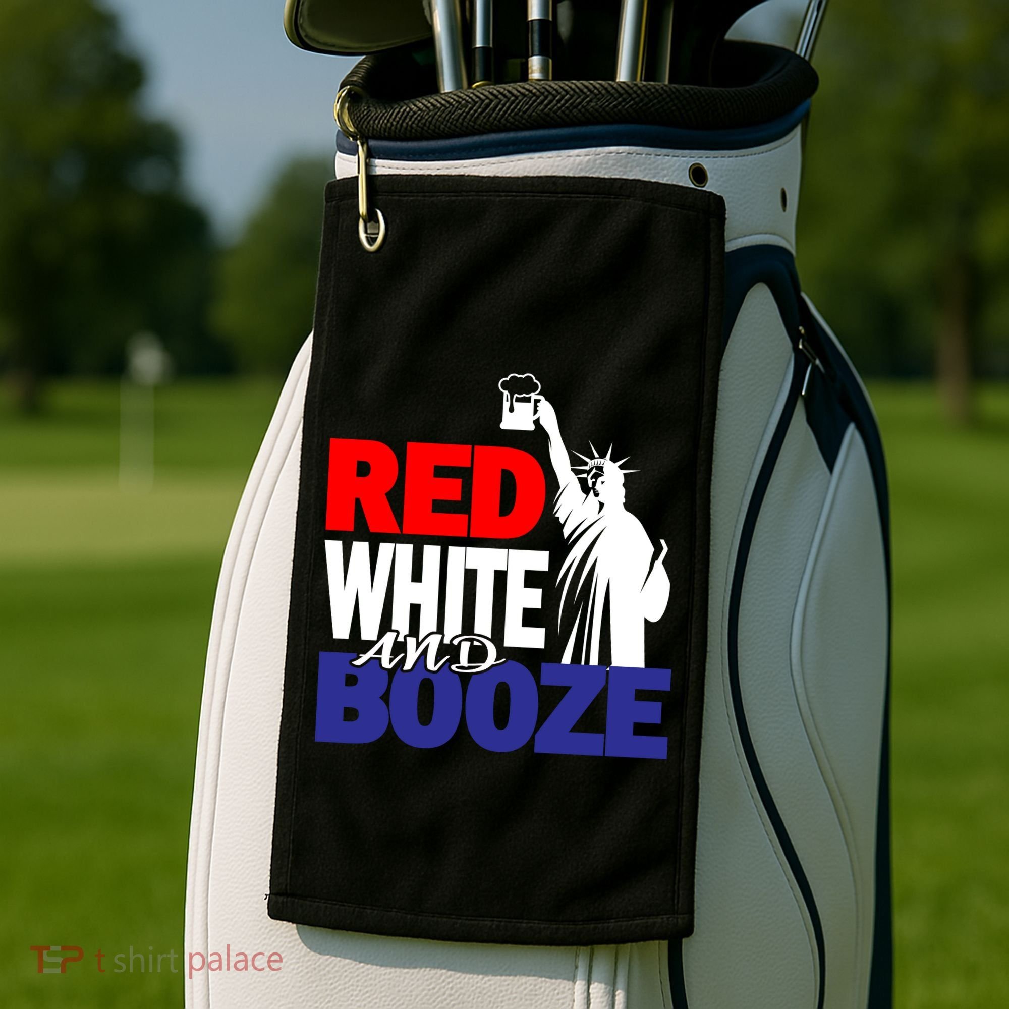 Red White and Booze USA Beer Golf Towel