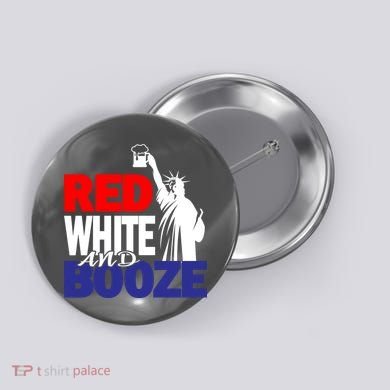 Red White and Booze USA Beer Button