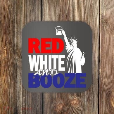 Red White and Booze USA Beer Coaster