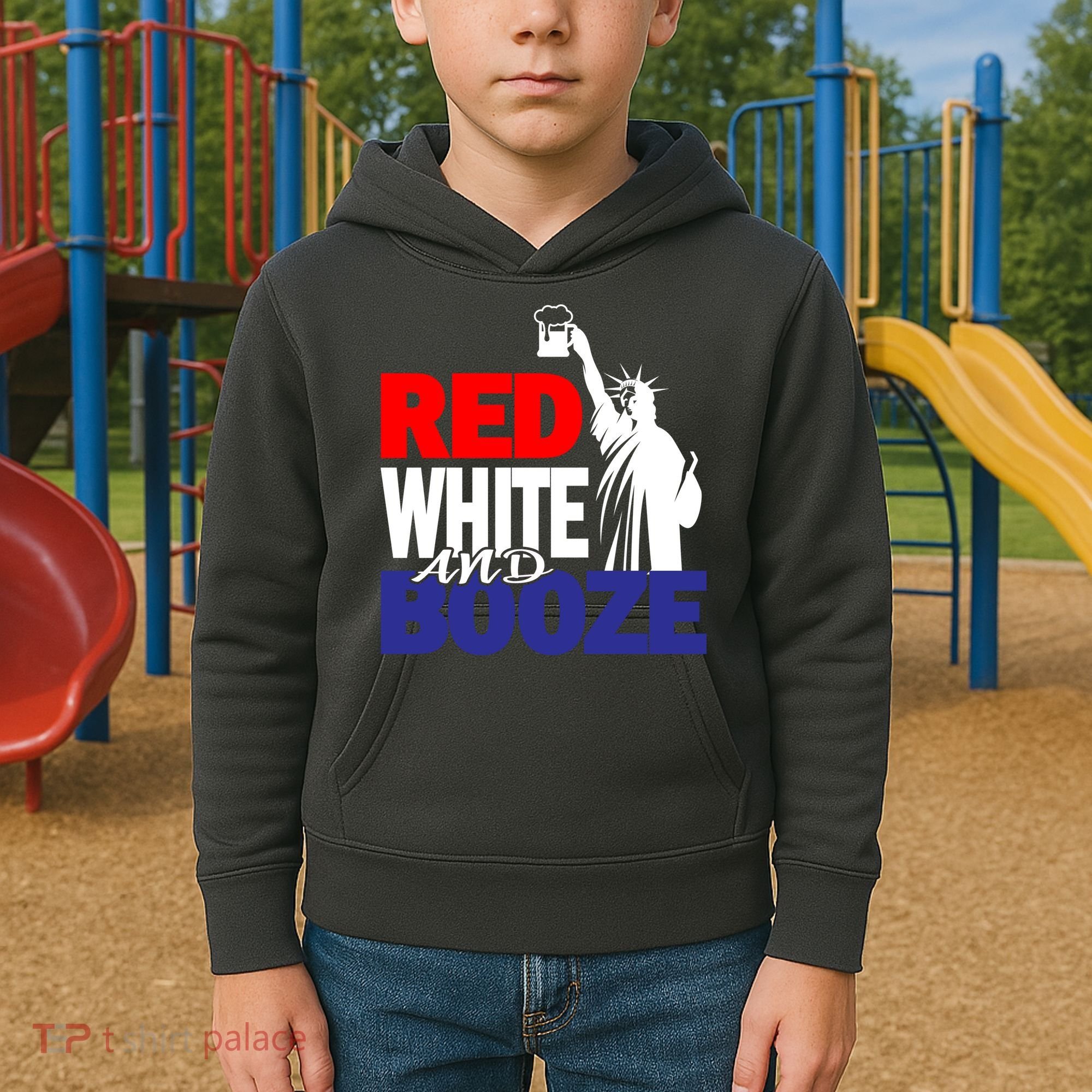 Red White and Booze USA Beer Kids Hoodie