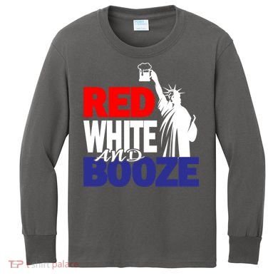 Red White and Booze USA Beer Kids Long Sleeve Shirt