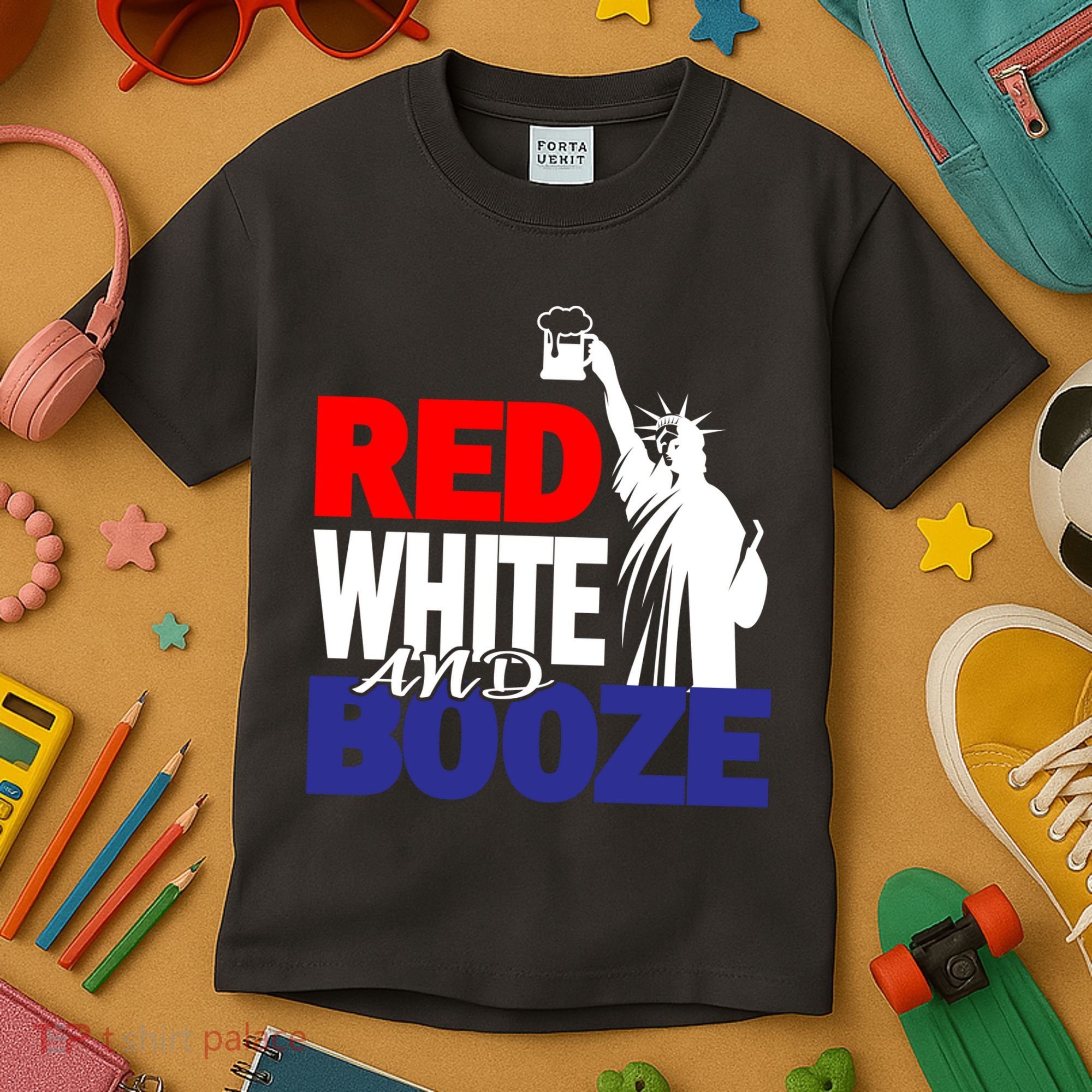 Red White and Booze USA Beer Kids T-Shirt