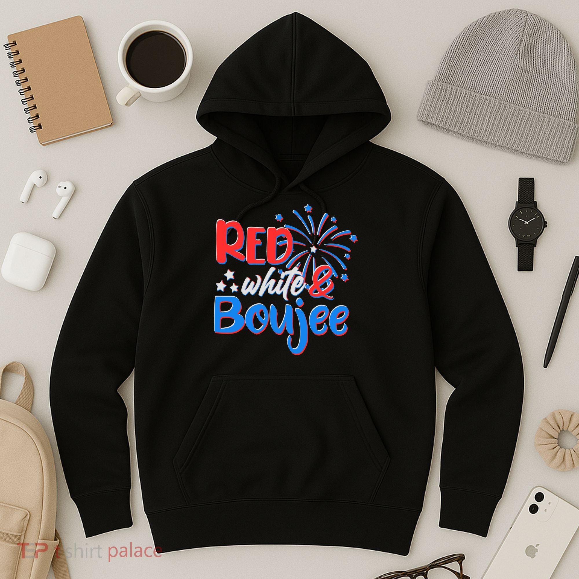 Red White And Boujee 4th of July Fireworks Hoodie