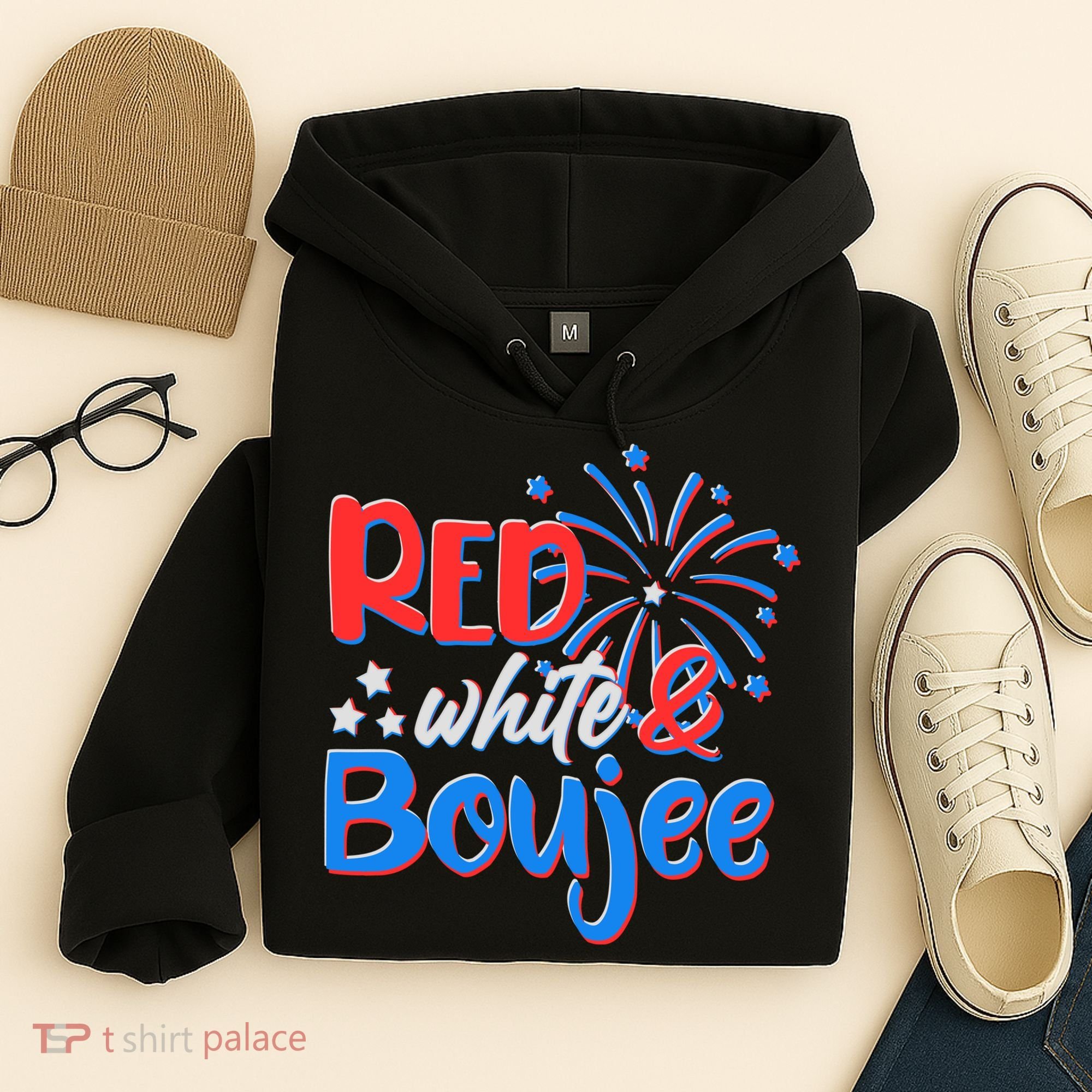 Red White And Boujee 4th of July Fireworks Hoodie